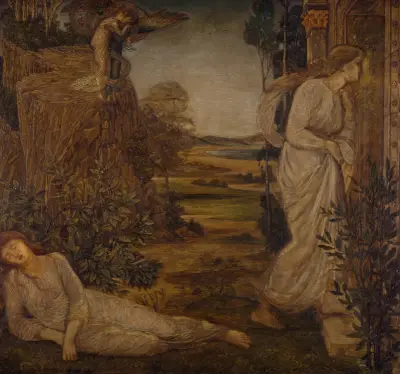 Zephyrus Bearing Psyche to the Mountain av Sir Edward Coley Burne-Jones