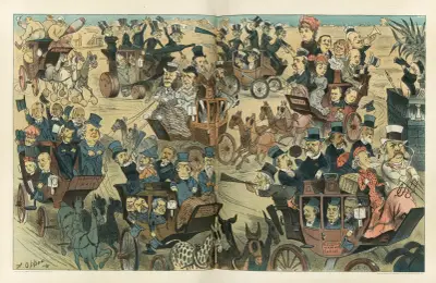 Pucks Coaching-Parade, 1883 von Frederick Burr Opper