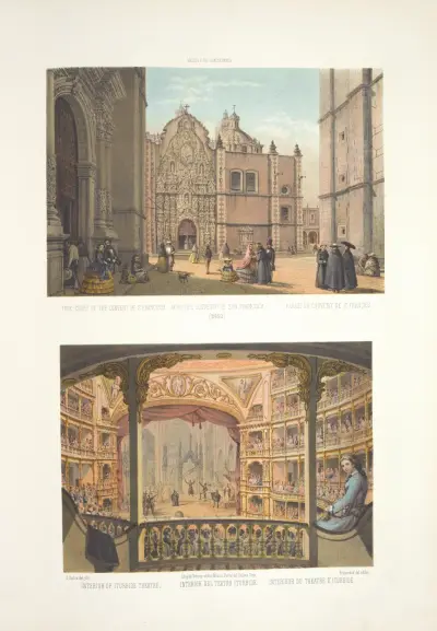 Tore-court of the convent of St. Francisco ; Interior del Teatro Iturbide av C. Castro