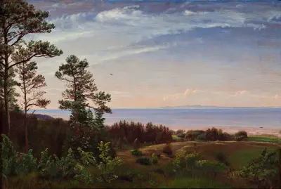 Blick von der Nordküste Seelands über das Kattegat und Kullaberg von P. C. Skovgaard