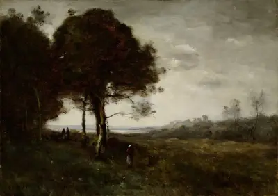 A Torrent at Romagnes av Jean-Baptiste-Camille Corot