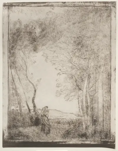 Junge Mutter am Waldrand von Jean-Baptiste-Camille Corot