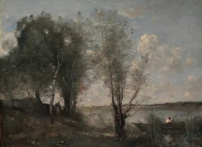 Boatman among the Reeds av Jean-Baptiste-Camille Corot
