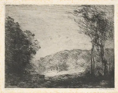 Campagne boisee (Wooded countryside) av Jean-Baptiste-Camille Corot