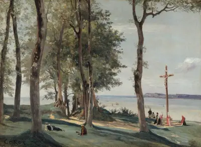 Honfleur; Calvary av Jean-Baptiste-Camille Corot