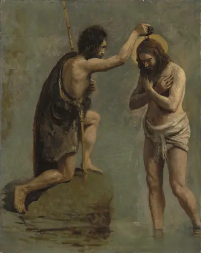 Jésus et Saint-Jean (étude pour ‘Le baptême du Christ’) av Jean-Baptiste-Camille Corot