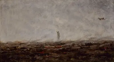 Le Rêve; Paris incendié, septembre 1870 av Jean-Baptiste-Camille Corot