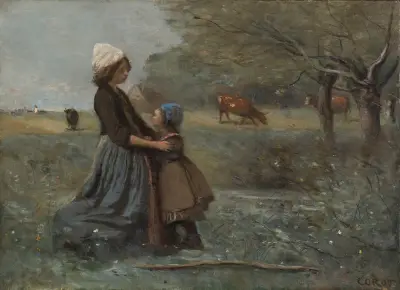 Die beiden Schwestern auf der Wiese von Jean-Baptiste-Camille Corot
