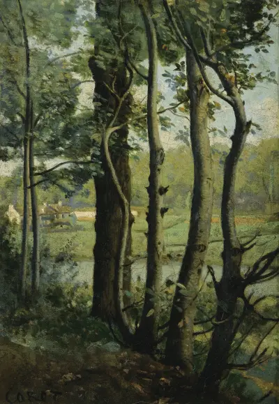 Les Evaux, près Château-Thierry, baumgesäumter Weg von Jean-Baptiste-Camille Corot