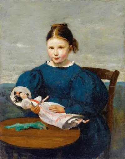 Little Girl with A Doll av Jean-Baptiste-Camille Corot