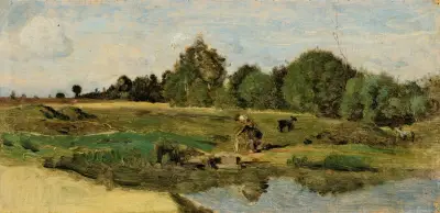 Weiden in der Sarthe von Jean-Baptiste-Camille Corot