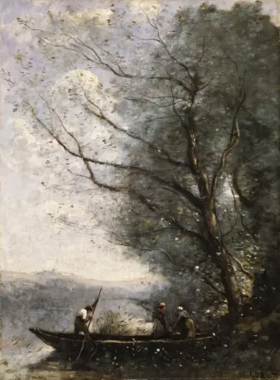 The Ferryman av Jean-Baptiste-Camille Corot