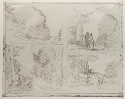 The Garden of Pericles; The Painter’s Lane; Scrawl; The Large Woodcutter; The Tower of Henry VIII av Jean-Baptiste-Camille Corot
