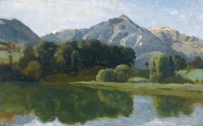 Un Lac De L’oberland av Jean-Baptiste-Camille Corot