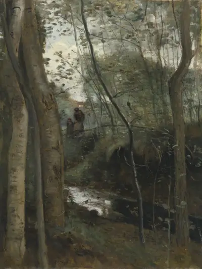 Un ruisseau sous bois av Jean-Baptiste-Camille Corot