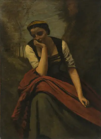 Woman Meditating av Jean-Baptiste-Camille Corot