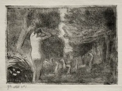 Bather and Geese av Camille Pissarro