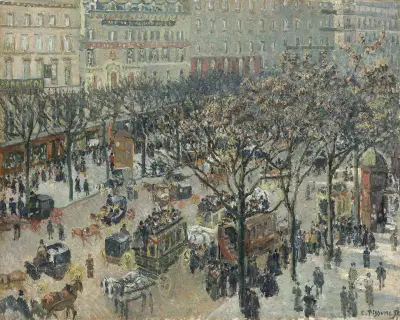 Boulevard des Italiens i morgonljus av Camille Pissarro