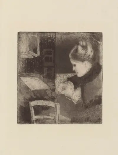 Enfant têtant sa mère av Camille Pissarro
