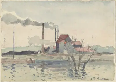 Factory on the Oise at Pontoise av Camille Pissarro