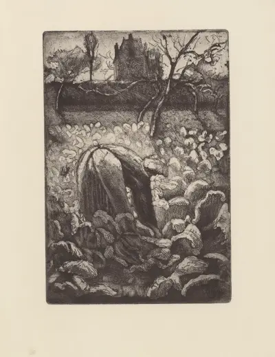 Femme dans un potager av Camille Pissarro