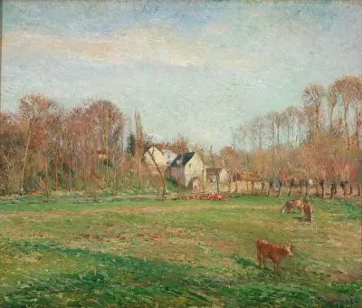 Fält och kvarn vid Osny av Camille Pissarro