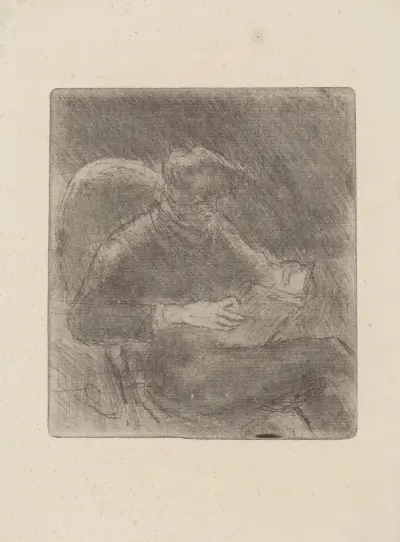 Jeune homme lisant (Georges Pissarro) av Camille Pissarro