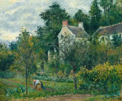 Huset Rondest och dess trädgård i L'Hermitage, Pontoise av Camille Pissarro
