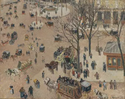 La Place du Théâtre Français av Camille Pissarro