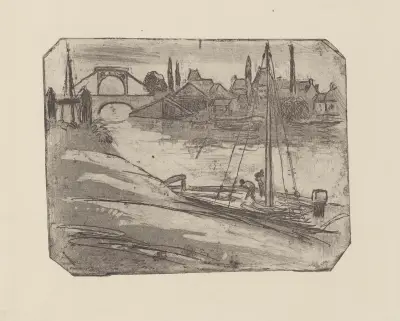 Les berges à Rouen av Camille Pissarro