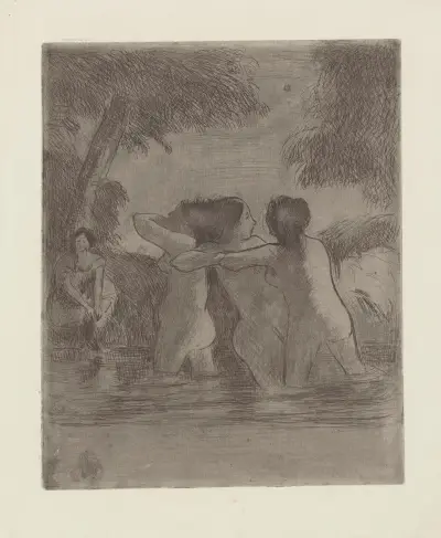 Les quatre baigneuses av Camille Pissarro