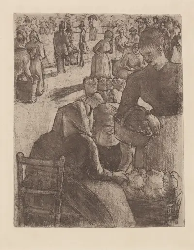 Marché aux légumes, à Pontoise av Camille Pissarro