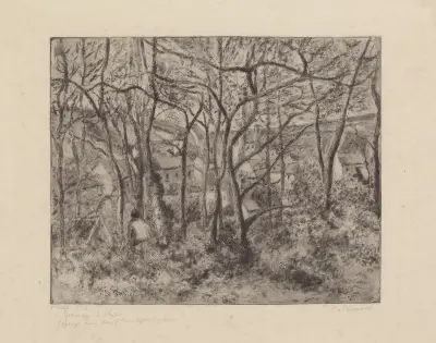 Paysage sous bois à L’Hermitage Pontoise av Camille Pissarro