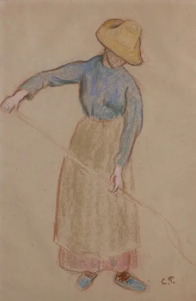 Paysanne à la fourche, 1901 av Camille Pissarro