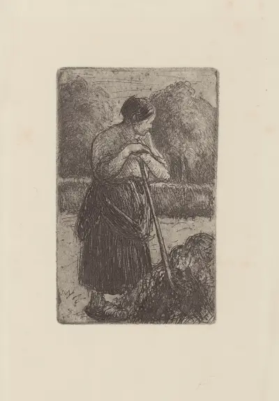Paysanne à la fourche, 1889 av Camille Pissarro
