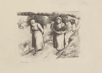 Paysannes portant des fagots av Camille Pissarro