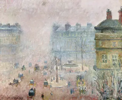 Place du Theatre Francais,Fog Effect av Camille Pissarro