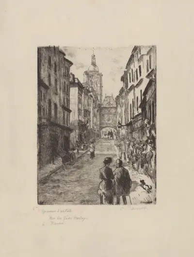 Rue du Gros-Horloge, à Rouen av Camille Pissarro