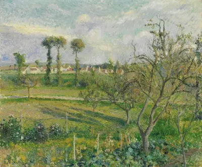 Soleil Couchant Au Valhermeil, Auvers-Sur-Oise av Camille Pissarro
