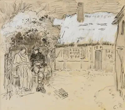 Sous La Tonnelle (Study For Daphnis And Chloë) av Camille Pissarro
