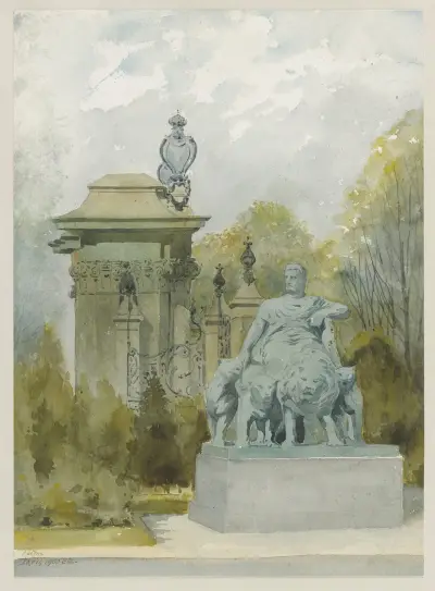 Statue de Marc-Antoine et grille russe., Camille Piton
