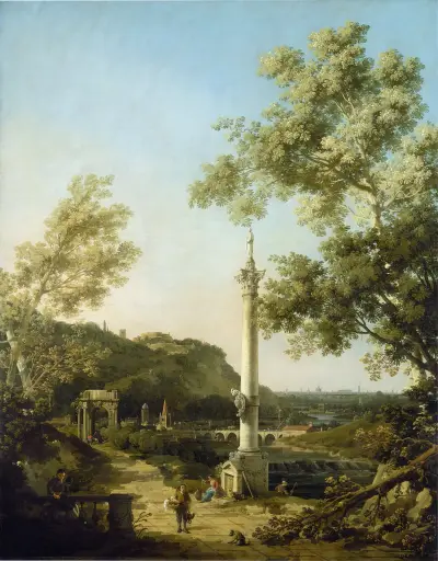 English Landscape Capriccio with a Column av Canaletto