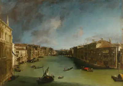 Grand Canal from Palazzo Balbi towards the Rialto av Canaletto