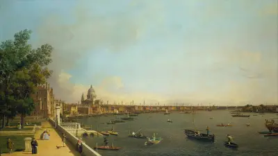 London- The Thames from Somerset House Terrace towards the City av Canaletto