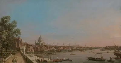 Miasto widziane z bliska z tarasu Somerset House, Canaletto