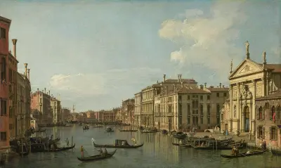 The Grand Canal, Venice, Looking South-East from San Stae to the Fabbriche Nuove di Rialto av Canaletto