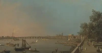 The Thames from the Terrace of Somerset House, Looking toward Westminster av Canaletto