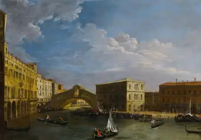 Venice, a view of the Grand Canal and the Rialto Bridge from the North av Canaletto