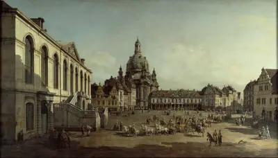 View of the Neumarkt in Dresden from the Jüdenhofe av Canaletto