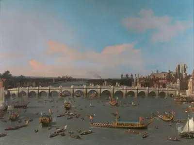 Most Westminster z procesją lorda majora na Tamizie, Canaletto